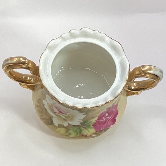 Lefton China Heritage Rose Chocolate Sugar Bowl with Lid - Picture 4 of 4